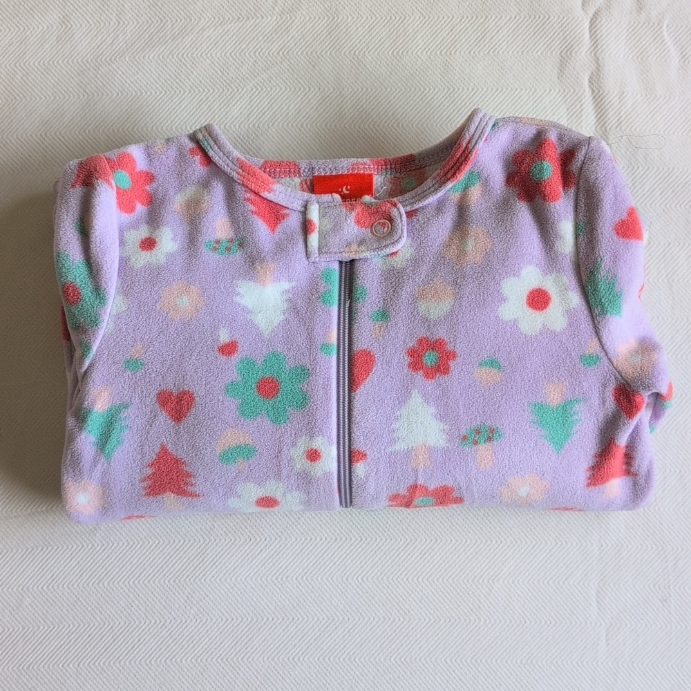 joe fresh floral fleece zipper footie sleeper pajamas winter 12-18 months baby